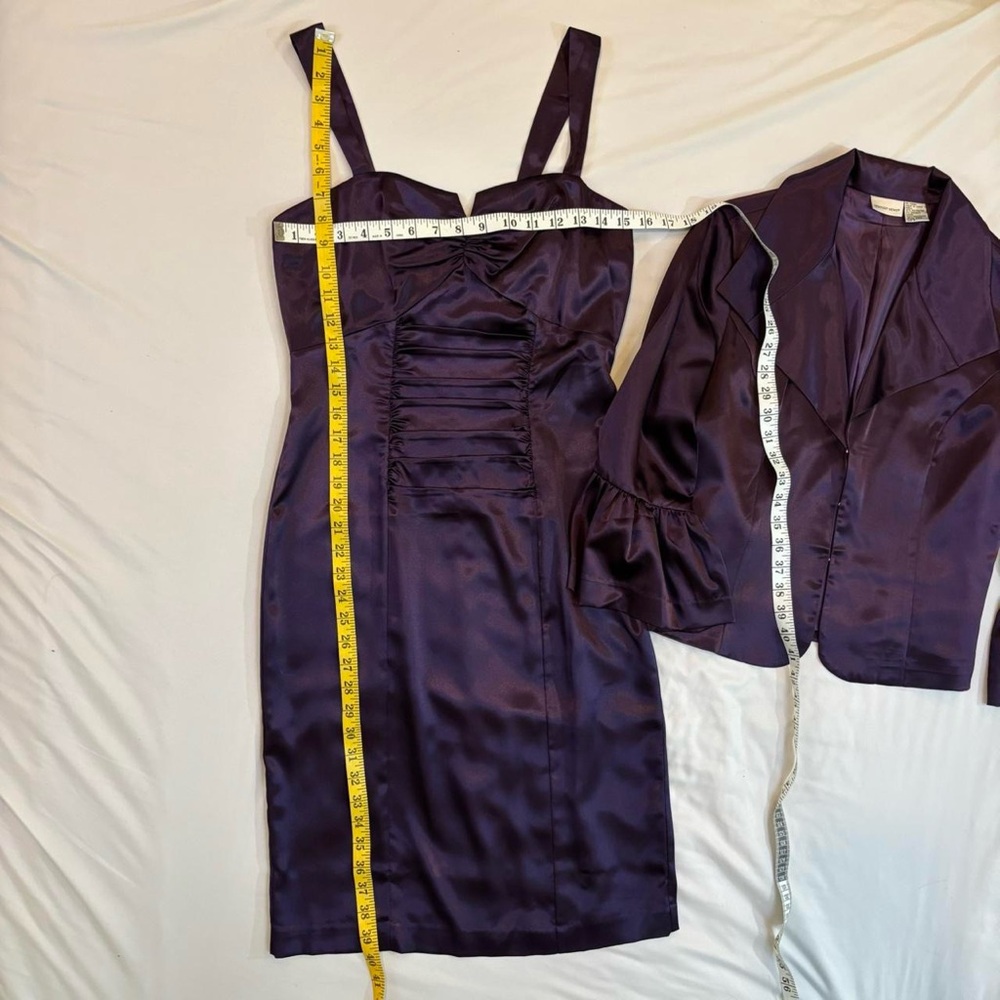 Deep Purple Dress with Bell Sleeve Jacket by‎ Newport News Vintage 90s - Picture 7 of 8